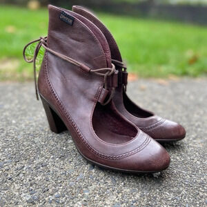 Camper marron leather heel wrap lace escarpins shoe Sz  37